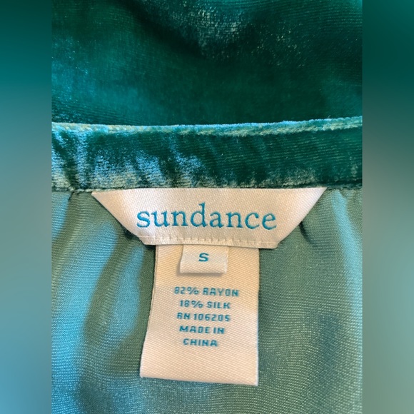 Sundance Catalong Green Crushed Velvet Long Sleeve Boho Top size S - Picture 6 of 6